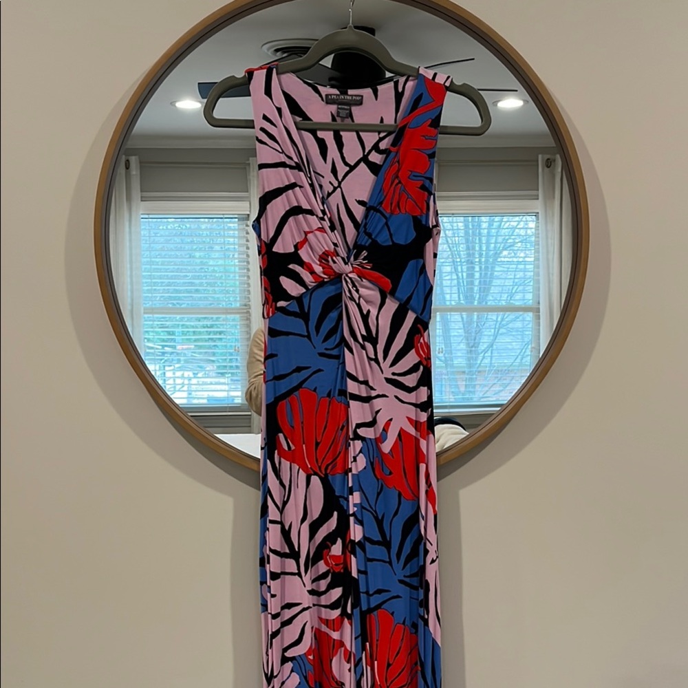 A Pea In the Pod Maternity Floral Maxi Dress - Pink, Red, Blue